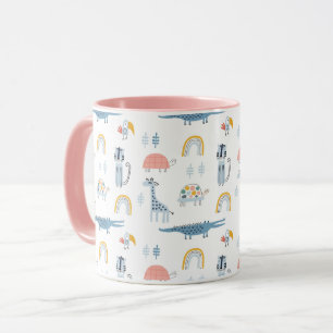 Doodle Animal Roligt Mönster Mugg