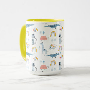 Doodle Animal Roligt Mönster Mugg