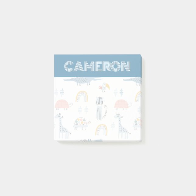 Doodle Animal Roligt Mönster Post-it Block (Framsida)