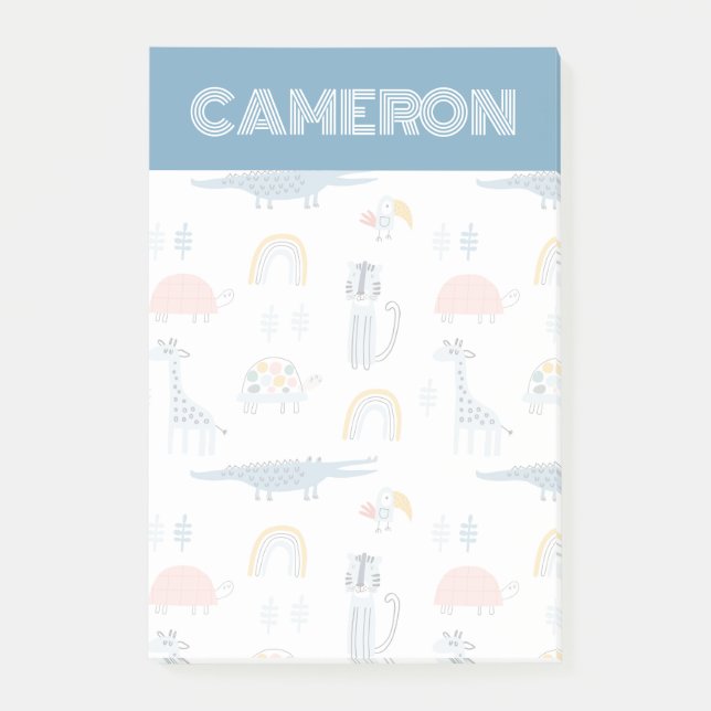 Doodle Animal Roligt Mönster Post-it Block (Framsida)