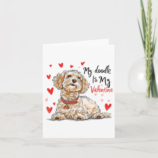 Doodle är min valentin Söt Goldendoodle hundägare Kort (Framsida)