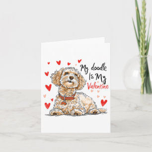 Doodle är min valentin Söt Goldendoodle hundägare Kort
