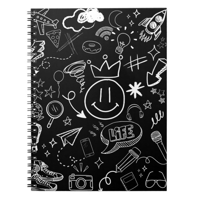 Doodle Art Black & White Anteckningsbok (Framsidan)