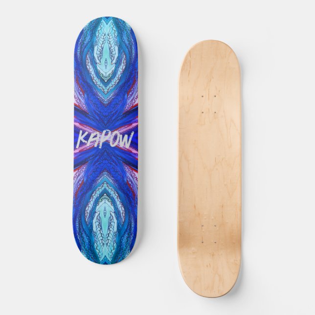 Doodle art blues and lila mini skateboard bräda 18,5 cm (Framsida)