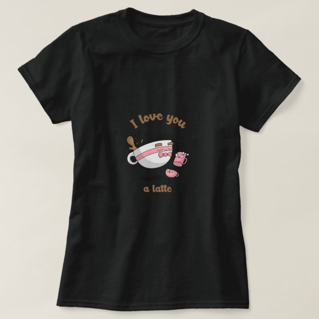 Doodle Art Cute Cartoon Coffee Couple Latte T Shirt (Design framsida)