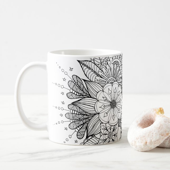 Doodle Art Design #1 på kaffe mugg (Med munk)