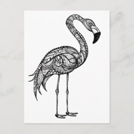 Doodle art Flamingo  Vykort