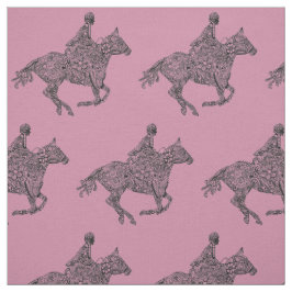 Doodle art horse rider tyg