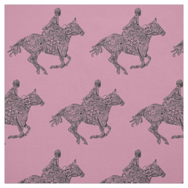 Doodle art horse rider tyg (Provkarta)