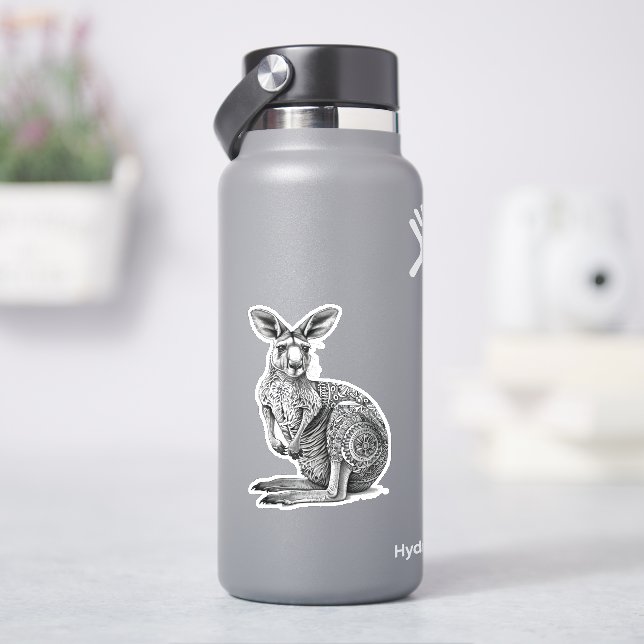 Doodle art Kangaroo Klistermärken (HydroFlask)