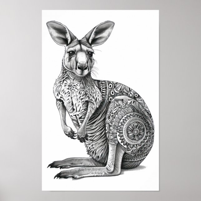 Doodle art Kangaroo Poster (Framsidan)