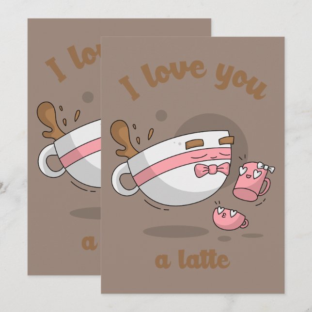 Doodle Art Latte Art Kaffe Söt Tecknad Konst Inbjudningar (Fram/baksida)