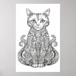 Doodle art söt katt poster