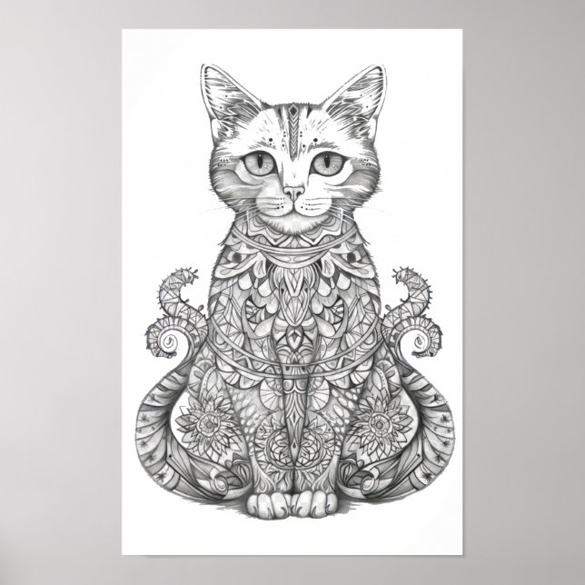 Doodle art söt katt poster (Framsidan)