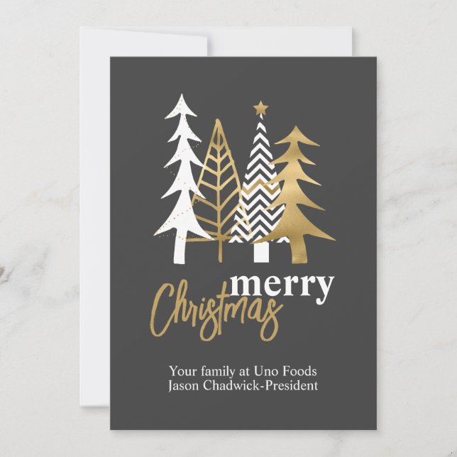 Doodle Art Träd Grått Company jul Inbjudningar (Framsida)