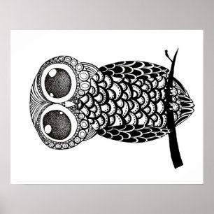 Doodle art uggla poster