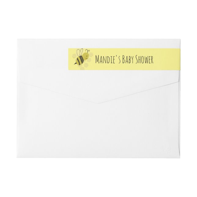 Doodle Bee Baby Shower Gult Etikettband (Baksidan)