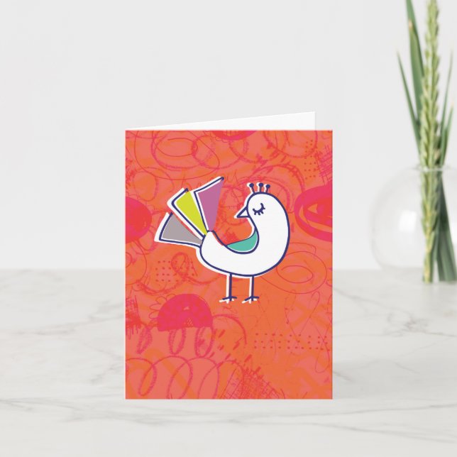 Doodle Bird Notecard Kort (Framsida)