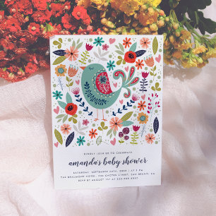 Doodle Bird Vår Flicka Baby Shower Inbjudningar