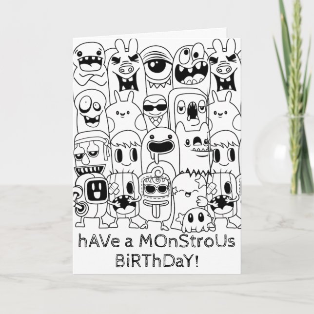 Doodle Birthday Card - Monstrous Birthday Kort (Framsida)