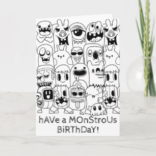 Doodle Birthday Card - Monstrous Birthday Kort