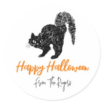 Doodle Black Cat Anpassningsbar Halloween Stickers