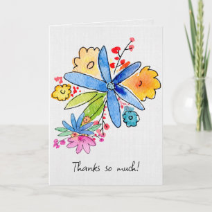 Doodle Blommigt Bouquet Tack Kort