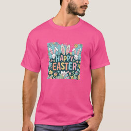 Doodle Blommigt Glad påsk Bunnies Manar T-Shirt