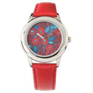 Doodle-blommönster Armbandsur