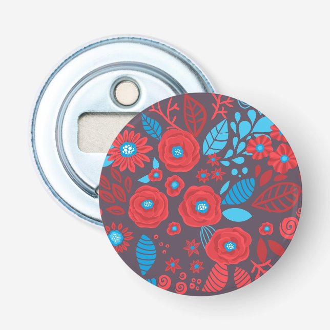 Doodle-blommönster Flasköppnare (Framsidan)