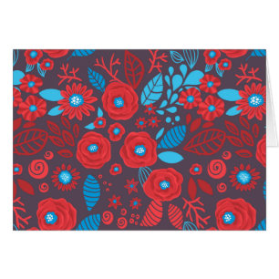 Doodle-blommönster Hälsningskort