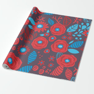 Doodle-blommönster Presentpapper