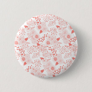 Doodle-blommor i levande korall knapp