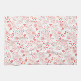 Doodle-blommor i levande korall kökshandduk