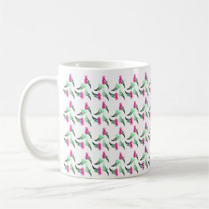 Doodle blommor rosa grön mönster kaffemugg