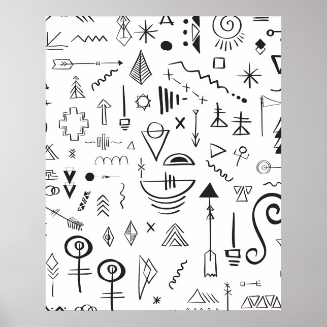 Doodle boho skiss mönster poster (Framsidan)
