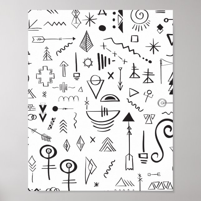 Doodle boho skiss mönster poster (Framsidan)