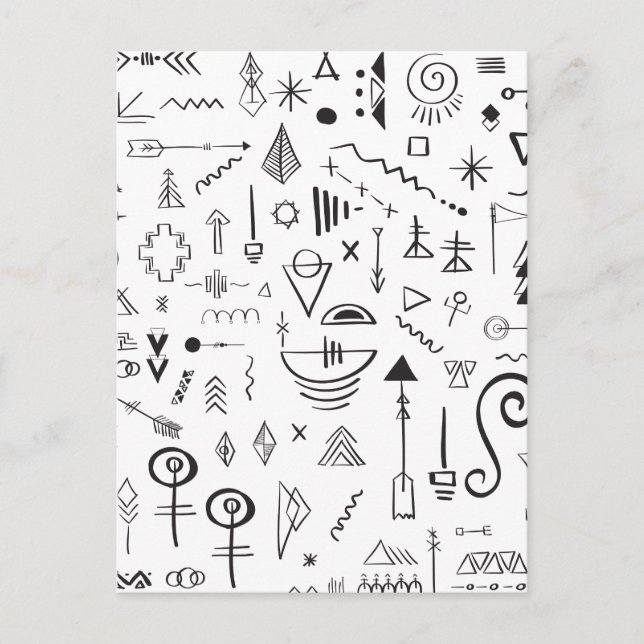 Doodle boho skiss mönster vykort (Framsida)