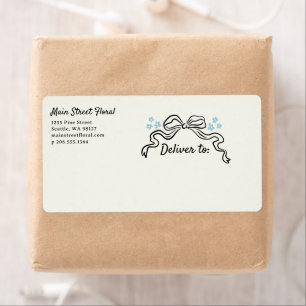 Doodle Bow and Flowers Business Shipping Label Fraktsedel