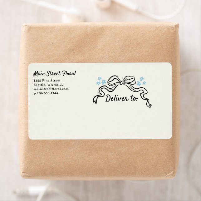 Doodle Bow and Flowers Business Shipping Label Fraktsedel (Insitu)