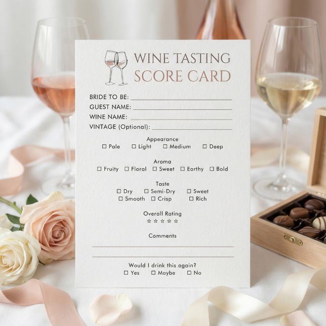 Doodle Bridal Shower Wine Tasting Score Card Inbjudningar (Skapare uppladdad)