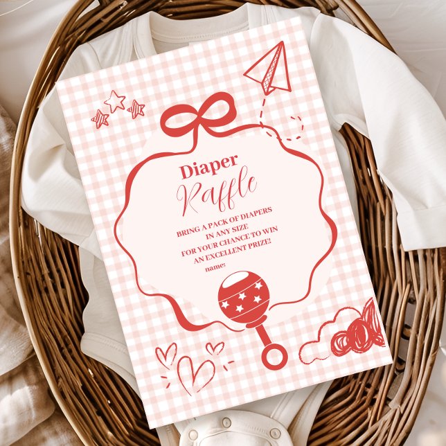 Doodle Brunch Bow Bow Baby Shower Diapper Raffle Tilläggskort (Skapare uppladdad)