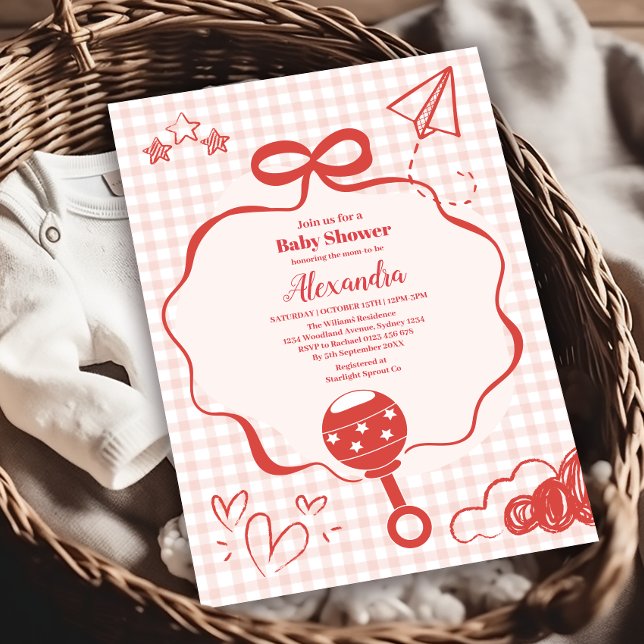 Doodle Brunch Bow Bow Baby Shower Inbjudningar (Skapare uppladdad)