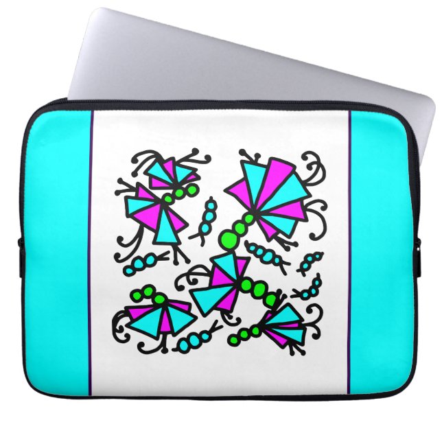Doodle Bug Blommor Laptop Fodral (Framsidan)