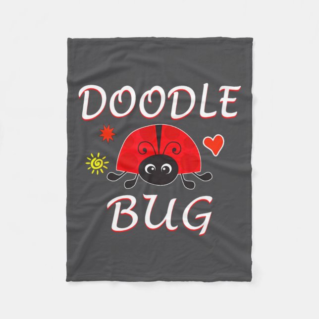Doodle Bug Funny Doodle Ladybug  Fleecefilt (Framsidan)