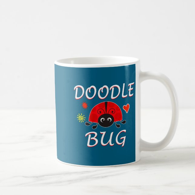Doodle Bug Funny Doodle Ladybug  Kaffemugg (Höger)