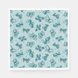 Doodle Bugs Butterflies - turquoise - kids party. Pappersservett