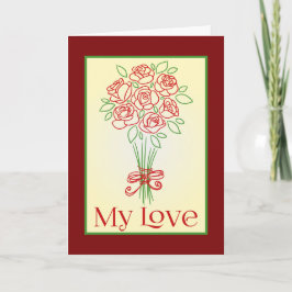 Doodle Bukett med rosor Kort