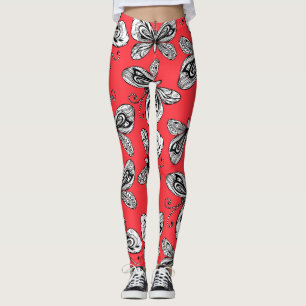 Doodle butterflies mönster leggings