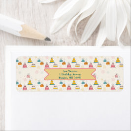 Doodle Cakes – Personlig födelsedagsadress Returadress Etikett